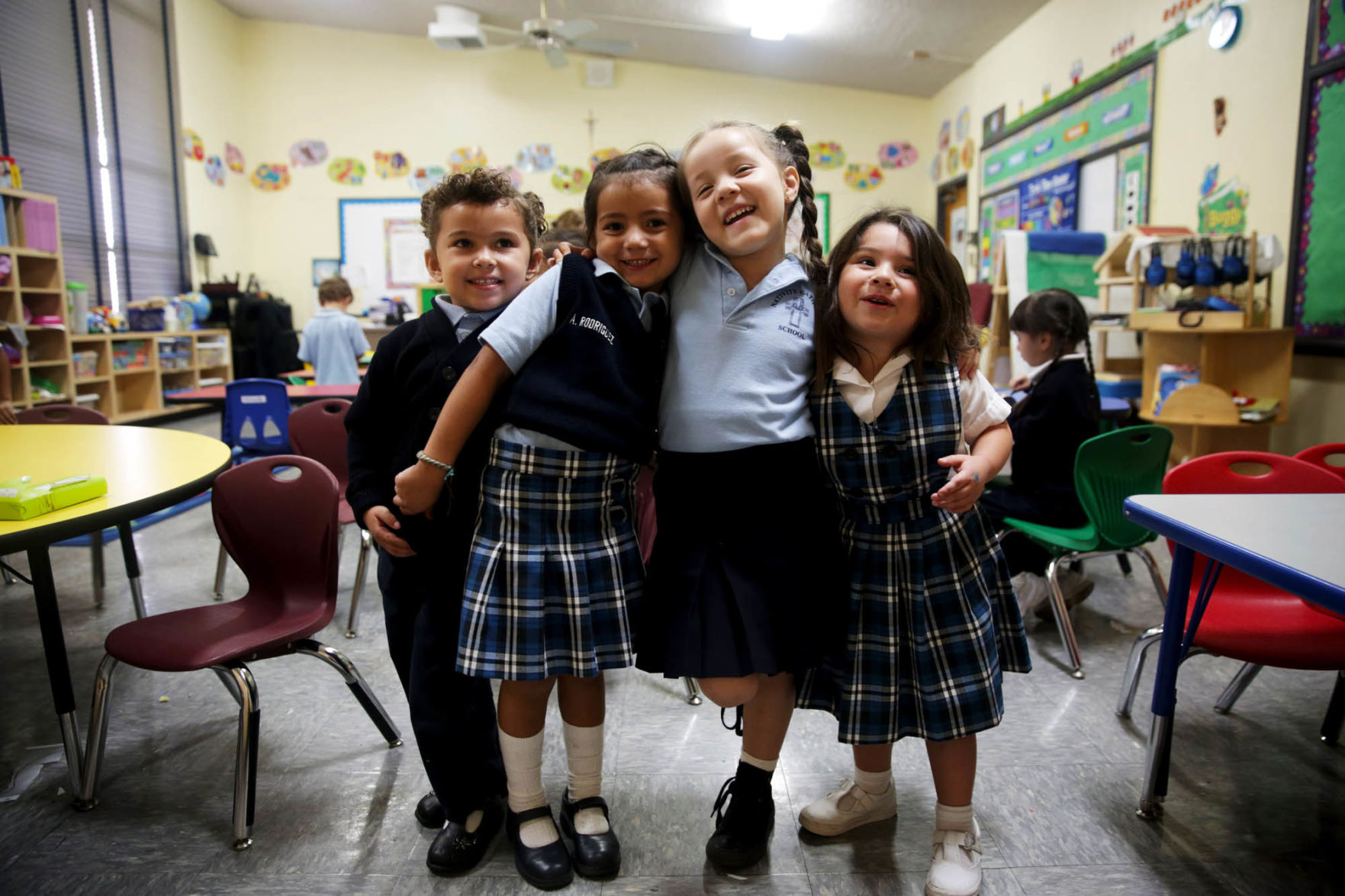 The Archdiocese of Los Angeles school kids in class